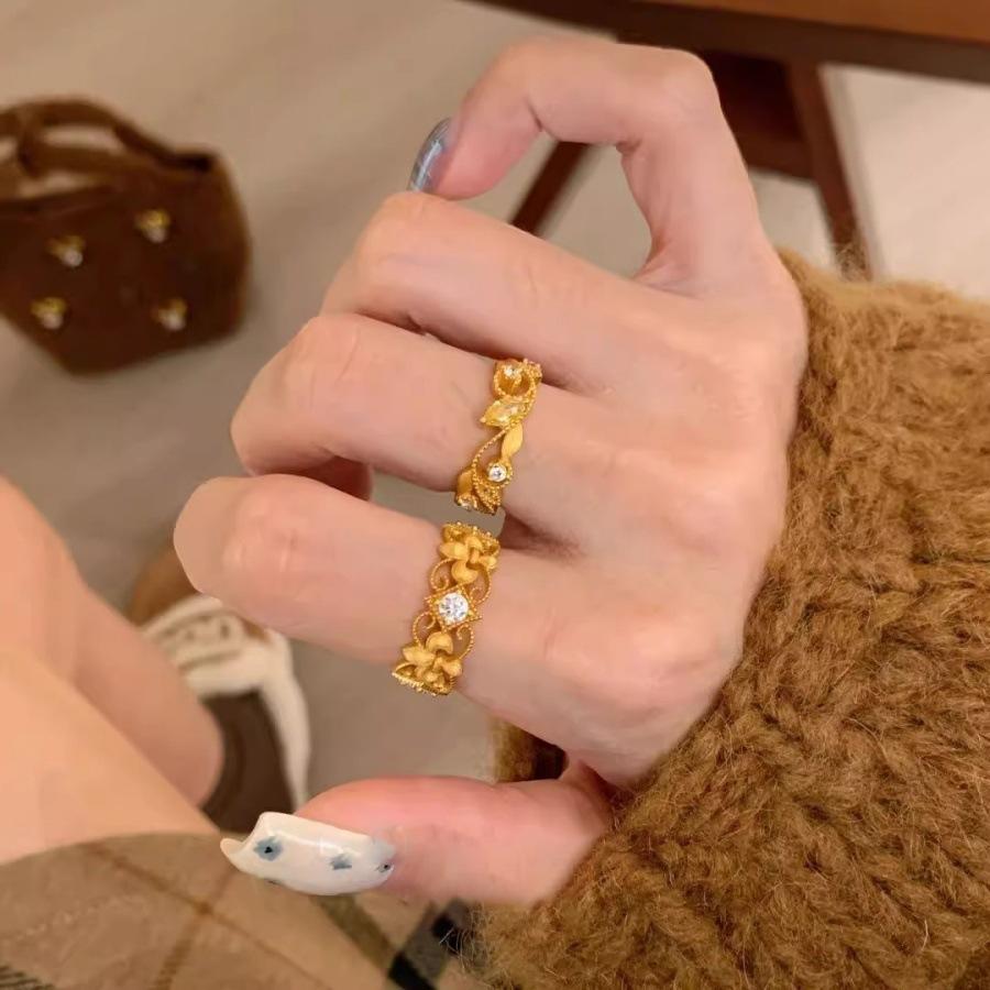 Vintage medieval iris lace vine ring light luxury index finger ring niche open ring