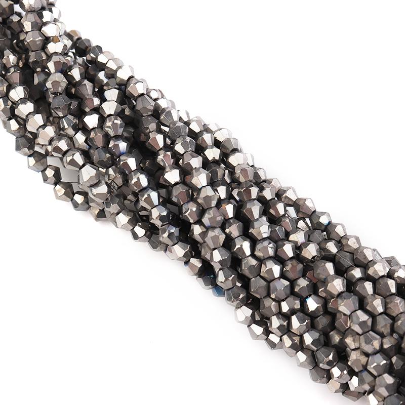 Apx 95pcs/Strand 4mm Shiny Crystal Beads Bicone Beads Faceted Glass Beads Loose Spacer Beads for Bracelet DIY Jewelry Making