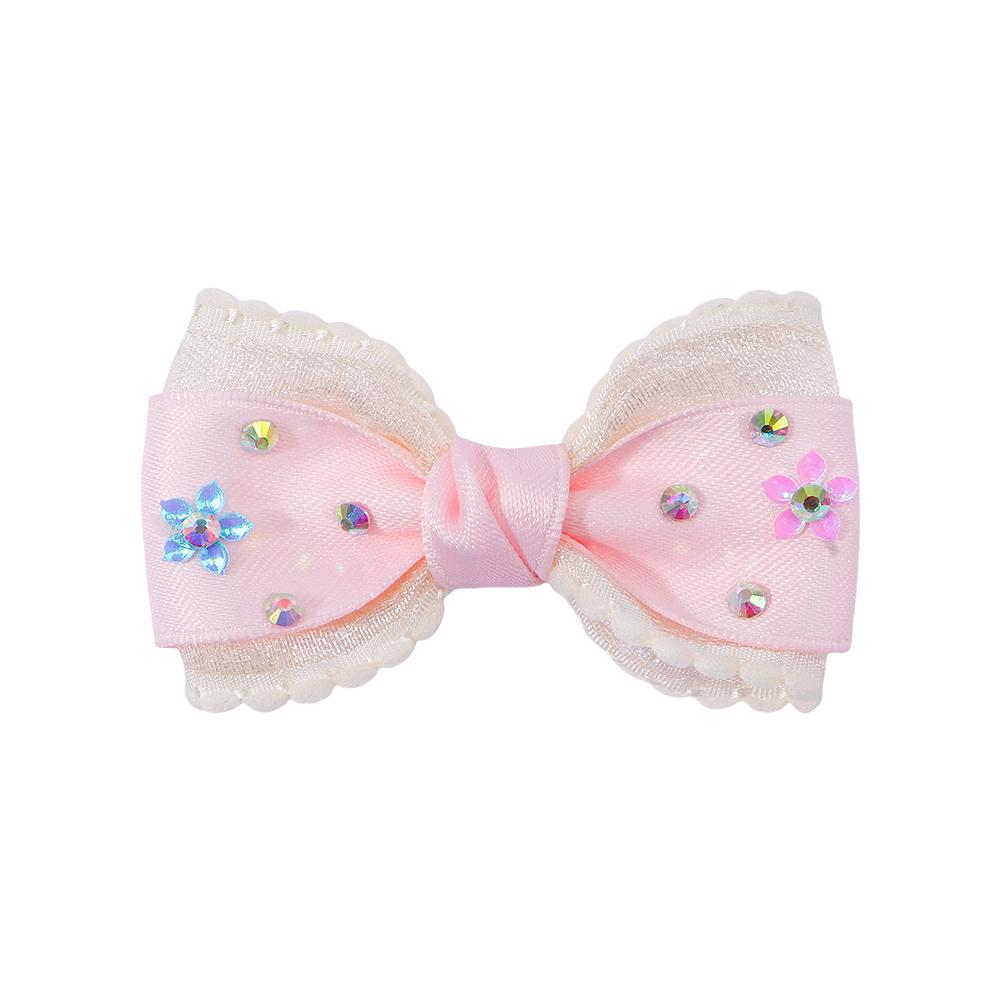 2Pcs New Children's Bow Hairpin Shiny Hairpin With Diamonds Headdress Hair Clips Sweet Girls Princess Hair Accessories