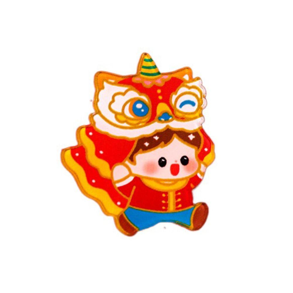 Loong Acrylic Spring Festival Pin Dancing Lion New Year Badge Jewelry Chinese Style Pin  Unisex