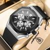 Business Quartz Men's Wristwatch Chronograph Date Silicone Strap Man Watch Waterproof Military Luminous Watches For Men