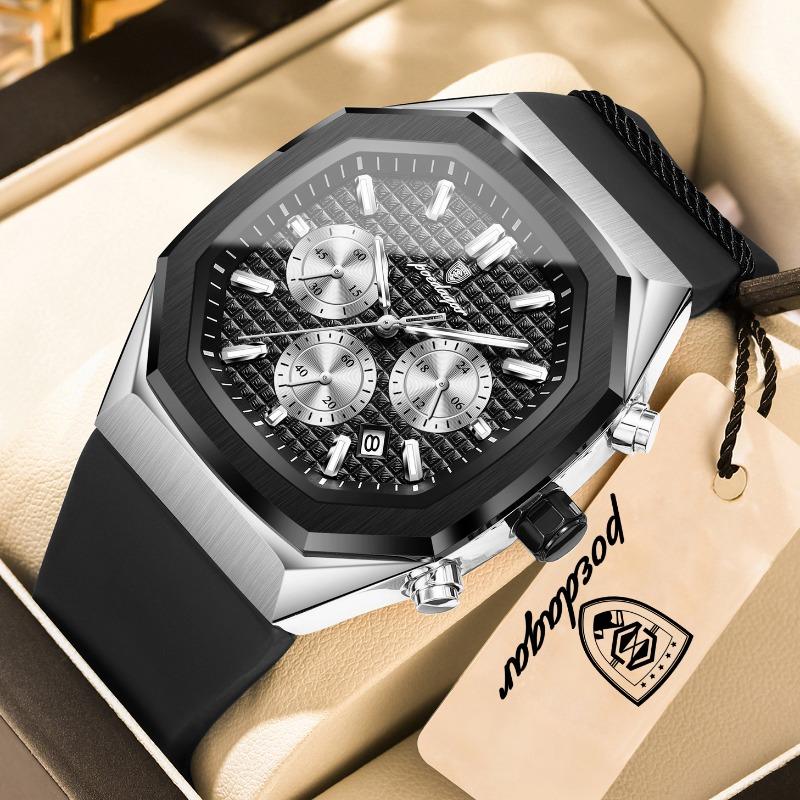 Business Quartz Men's Wristwatch Chronograph Date Silicone Strap Man Watch Waterproof Military Luminous Watches For Men