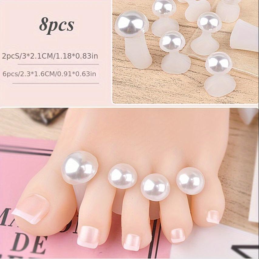 8pcs Cute Nail Separator, Simulation Pearl Design Finger Nail Toe Separators, UV Gel Nail Polish Toe Splitter, Manicure Pendicure Tools