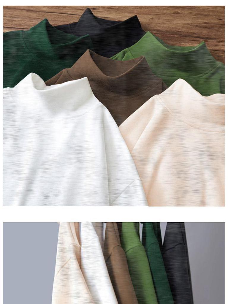 Chic Slim-fit High-neck Long-sleeve Base Layer: Solid Color, Flattering, Versatile Autumn/Winter Top