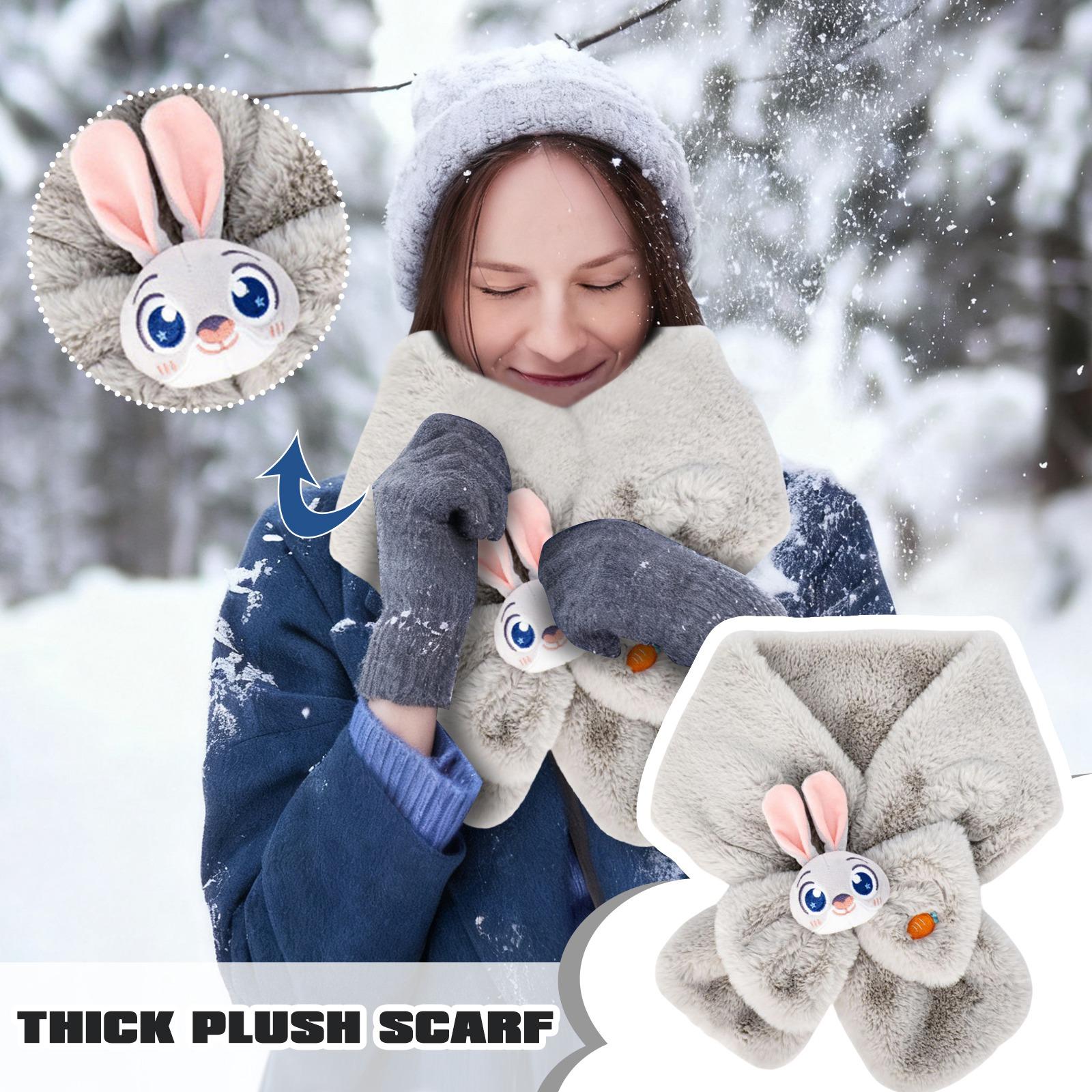 

Cartoon Plush Scarf Thickened Plush Scarf Cute Thickened Scarf One Size