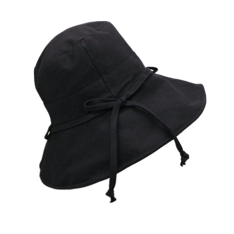

Korean Style Cotton Bucket Hat with Bow - Women s Versatile Sunshade & Sunscreen Summer Hat One Size чёрный