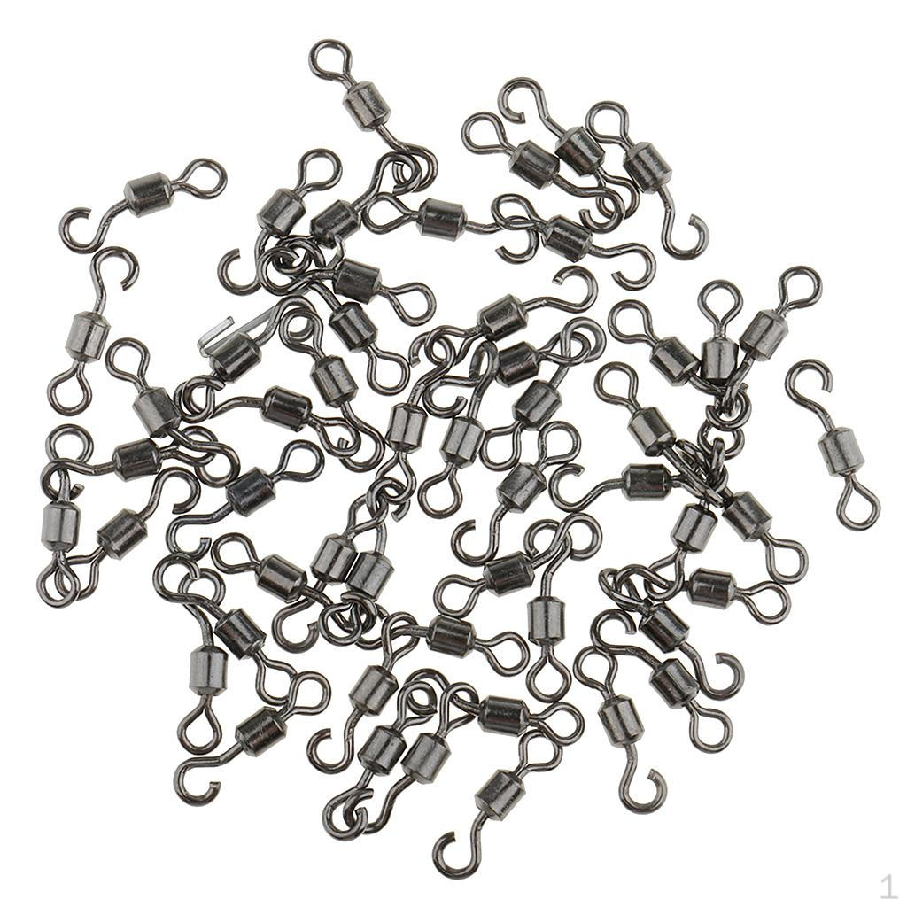 50 Pieces Rolling Barrel Ball Bearing Q-Shaped Swivel Solid Rings Fishing Connector Boat