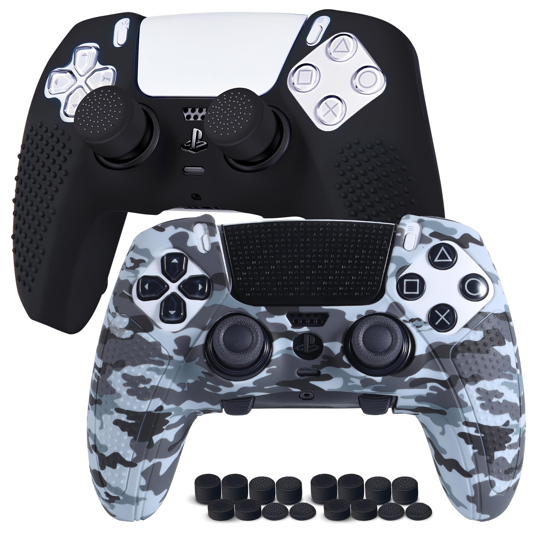 

Контролер JYXETOV PS5 Edge без силікону, можна заряджати за допомогою оригінальної кришки з друкованим малюнком, ергономічної форми, захисту, кришки з 8 кнопками, зарядного пристрою,