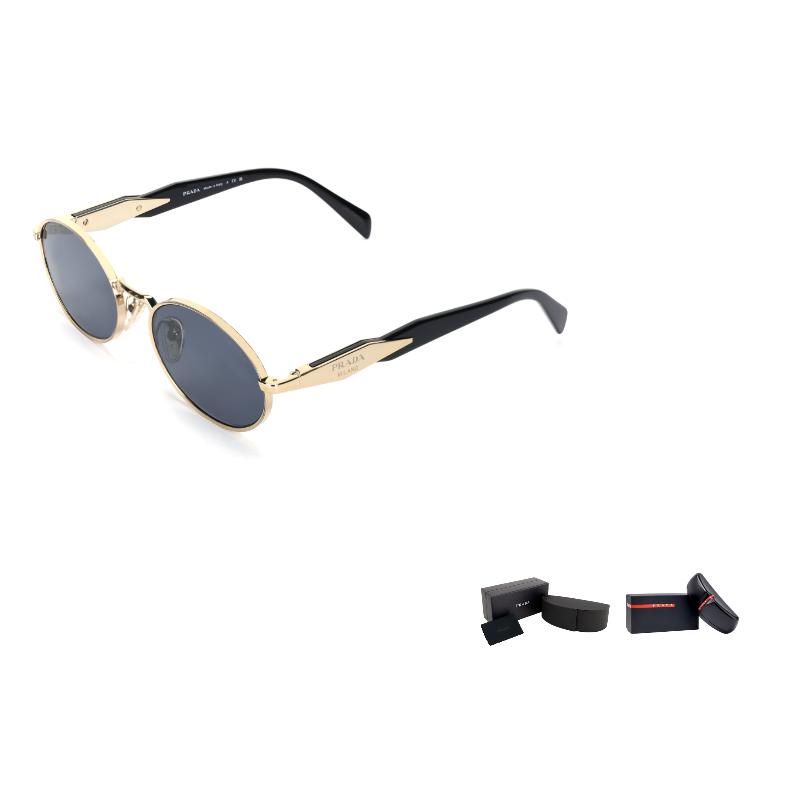 Prada Letter Decor Oval Sunglasses Women Sunglasses Gold PR65ZSZVN09T