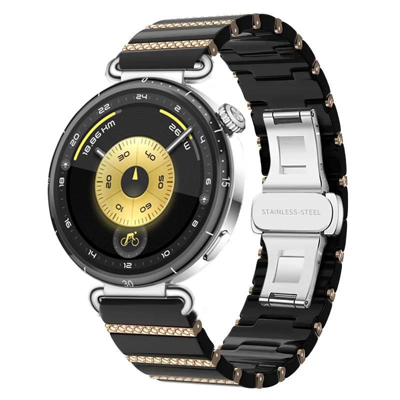 18mm Keramický+Kovový Řemínek Pro Huawei Watch 5/GT5 Pro 42mm GT6-5-4 41mm Špičkový Oficiální Náramek Pro Garmin Venu 4 41mm Correa