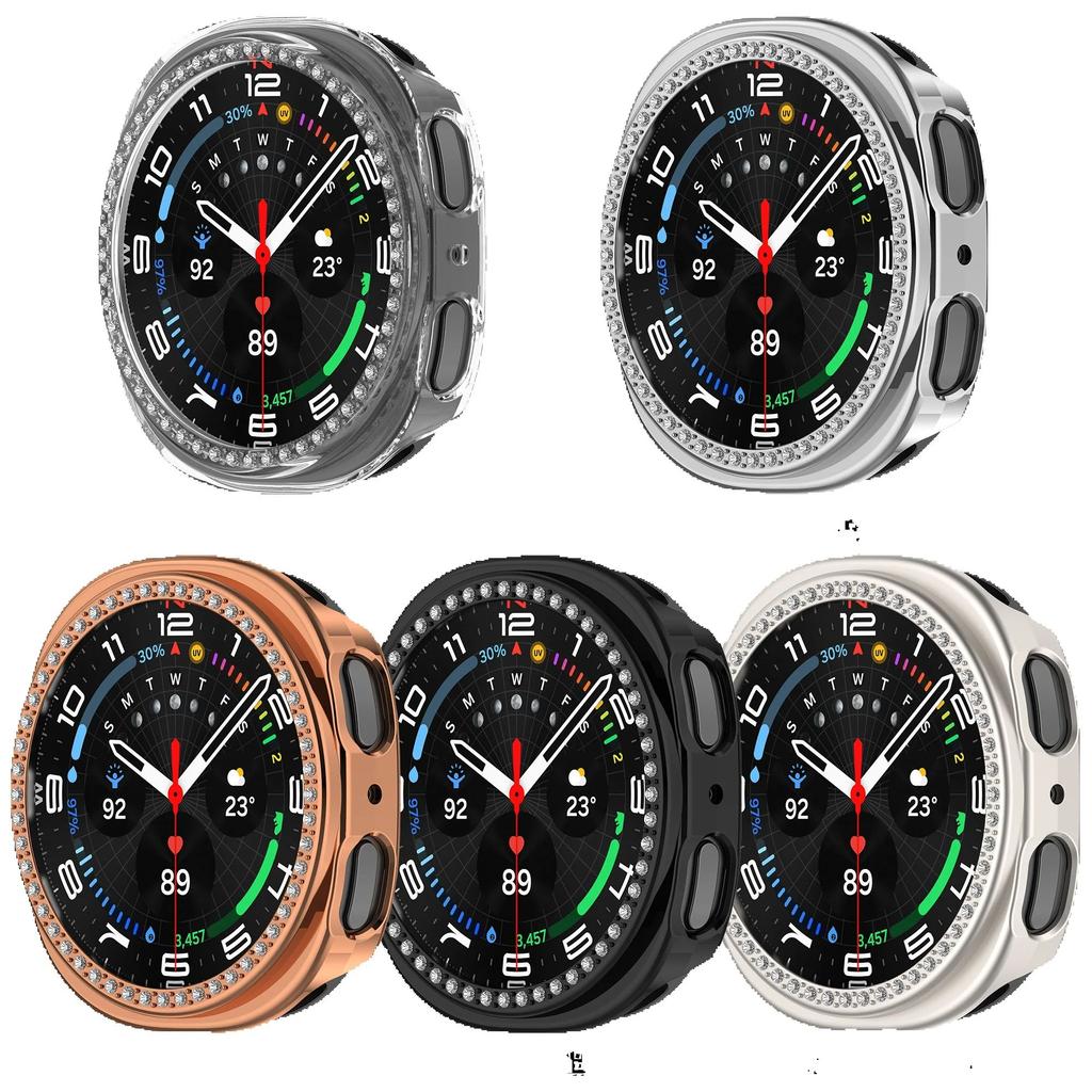 Bling PC Průhledné Ochranné Pouzdro Pro Samsung Galaxy Watch8 40mm 44mm Diamantové Křišťálové Pouzdro Tvrdý Kryt Ochranný Rám Hodinek