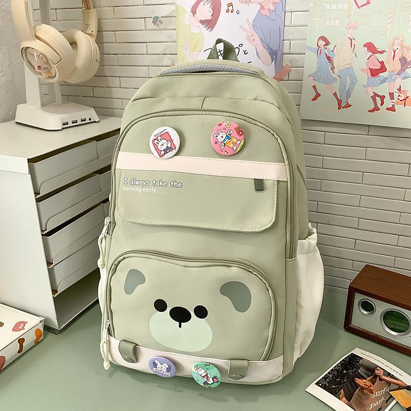High-value Harajuku fresh and sweet candy-colored bear backpack, light and large-capacity backpack for junior high school students