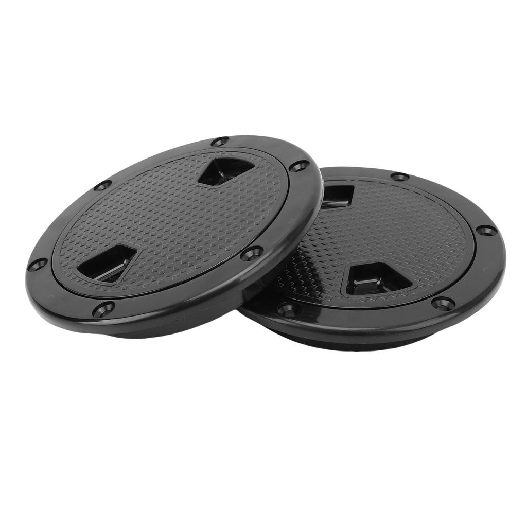 2PCS Boat Deck Plates Non Slip Round Shape Thickened Rubber Inspection Deck Plate with Detachable Cover