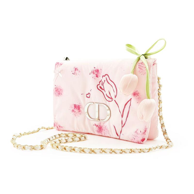 DIOR DIY Style Cosmetic Bag Geometric Cloud Made Spring Tulip Atmosphere Dot Color Girly Dopamine Versatile Fashion Storage Shoulder Polyester