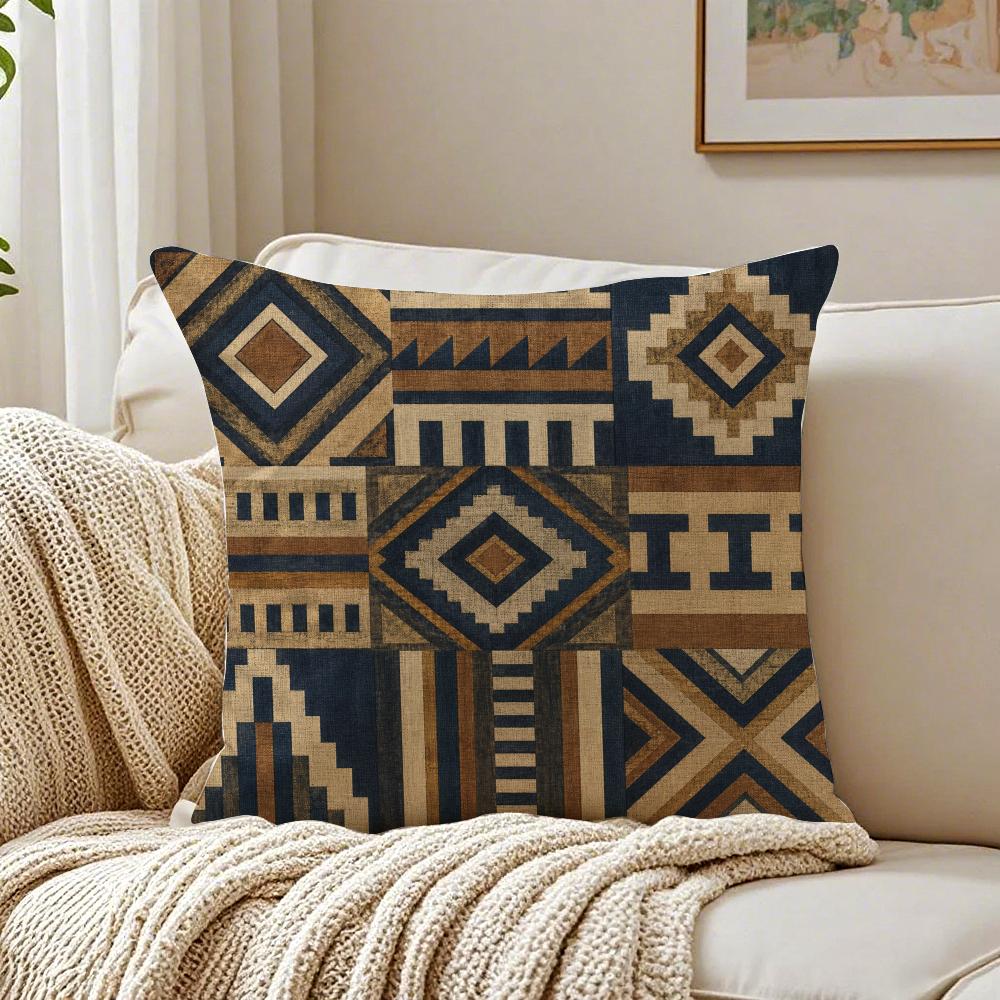 Modern Geometric Boho Style Pillow Case Double-Sided Plush Sofa Cushion Covers Organic Breathable Invisible Zipper