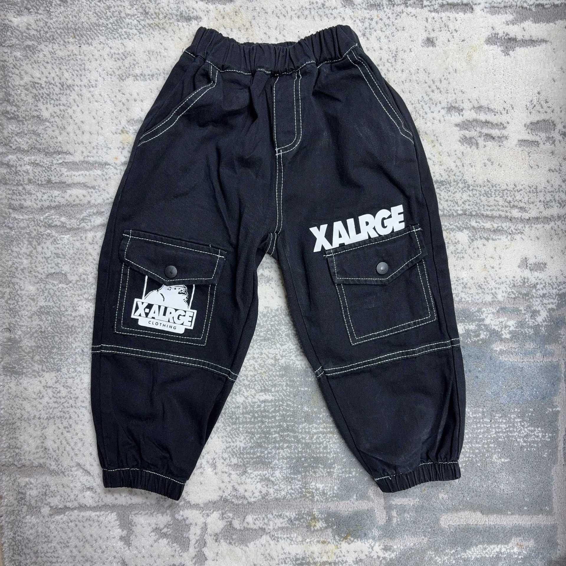 

Детские брюки карго свободного кроя King Kong с двойными карманами - Модная осенняя повседневная одежда 110 чёрный