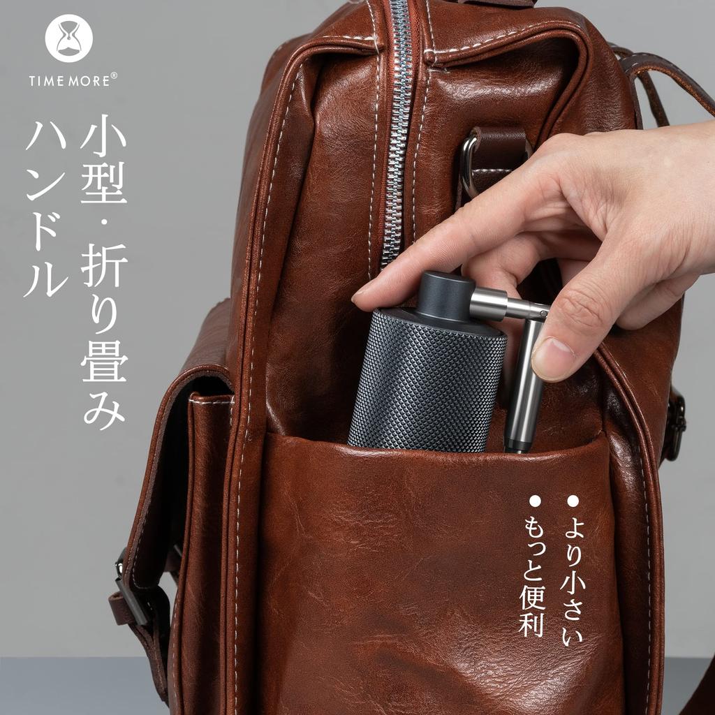 TIMEMORE NANO Manual Coffee Grinder, Compact, All-Metal Stainless Steel Grinding Grinder with Adjustable Coarseness, Foldable Handle, and Brush,