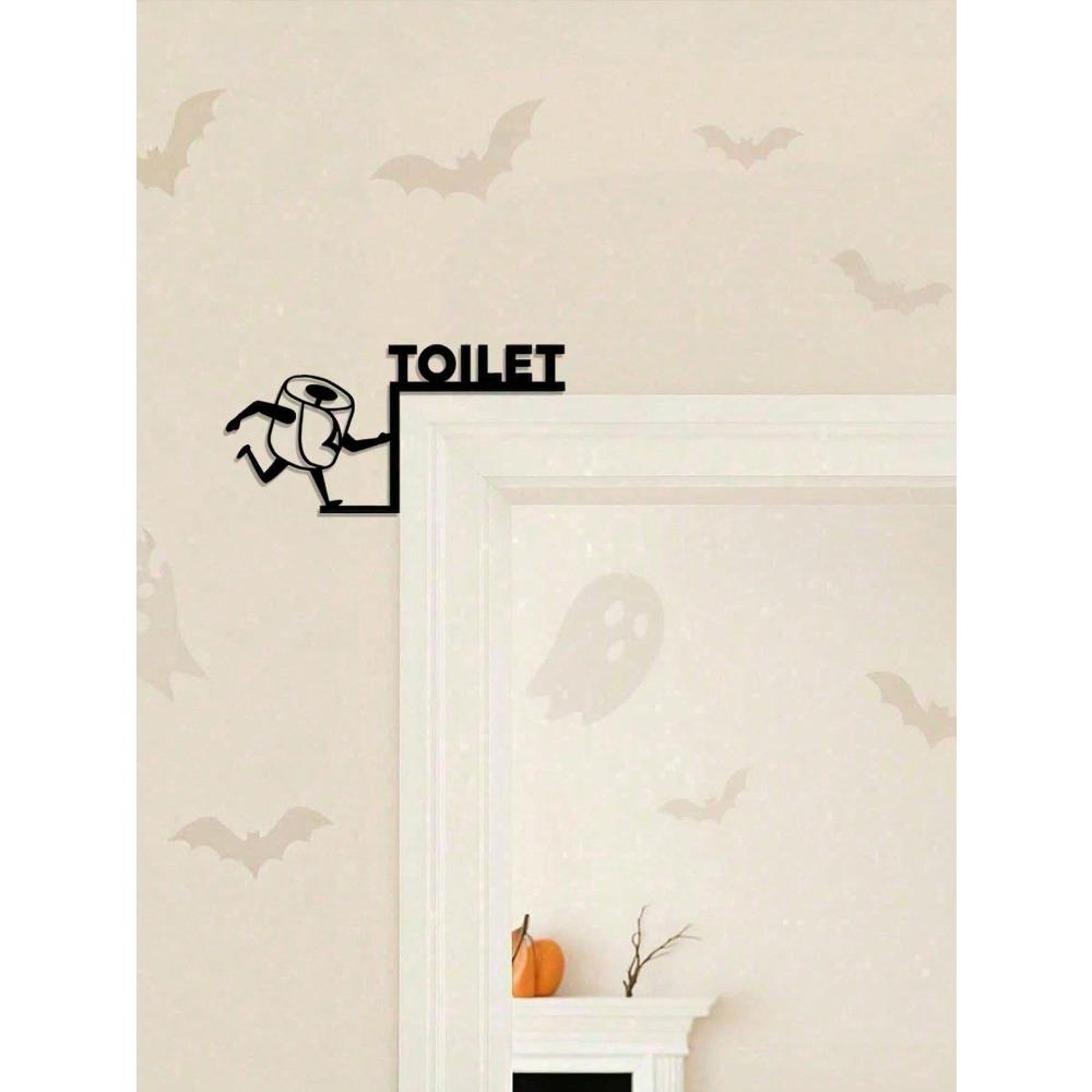 Vintage Metal Tin Wall Sign Funny Bathroom Art Toilet Paper Design Housewarming Gift