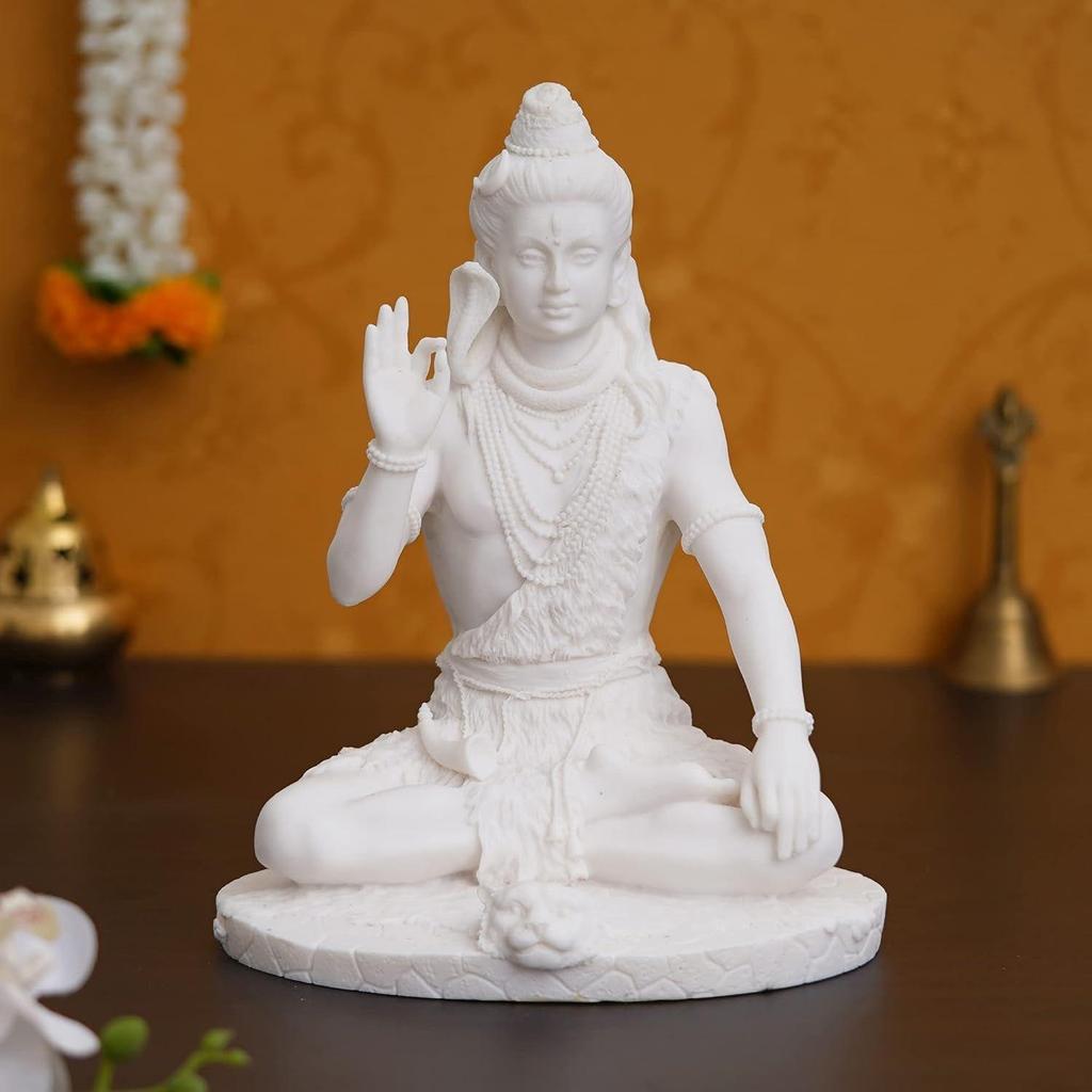 Weiße Polyresin-Segensstatue von Lord Shiva