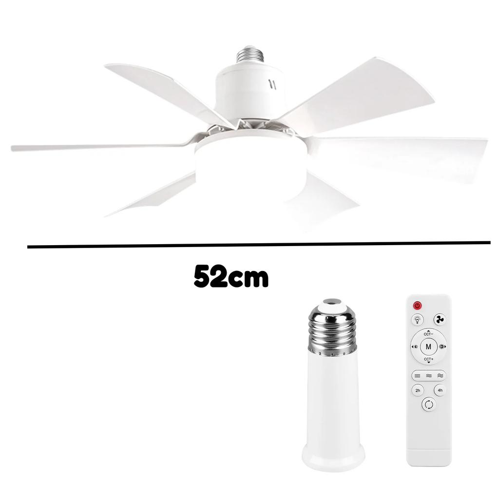 Socket Fan Light 3 Speeds Dimmable Screw In Ceiling Fan In Light Socket with Extender & 6 Blades for Bedroom Kitchen