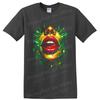 Abstract Face Red Lips Neon Green Graffiti Art T Shirt Urban Bold Graphic Tee