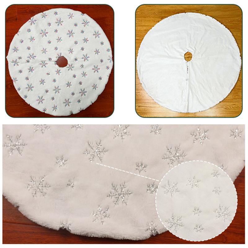 Weihnachtsbaumdecke Pailletten Schneeflocken Weiß Plüschmatten Navidad Plüschrock Weihnachtsbaumständer Matte Ornament Neujahr Weihnachtsdeko