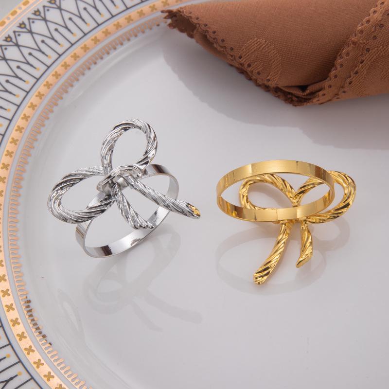 Elegant Gold Bow Tie Napkin Ring - Chic Wedding Table Accessory
