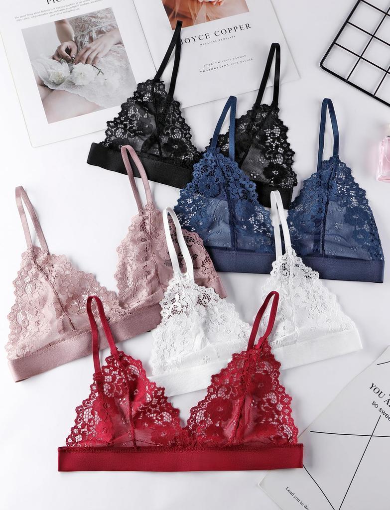 Panegy Wireless Lace Camisole Sexy Full Floral Size L Women's Bra, Underwear, Sheer, Lace, Print, Thin, Padless, Breathable, Moisture-Wicking,