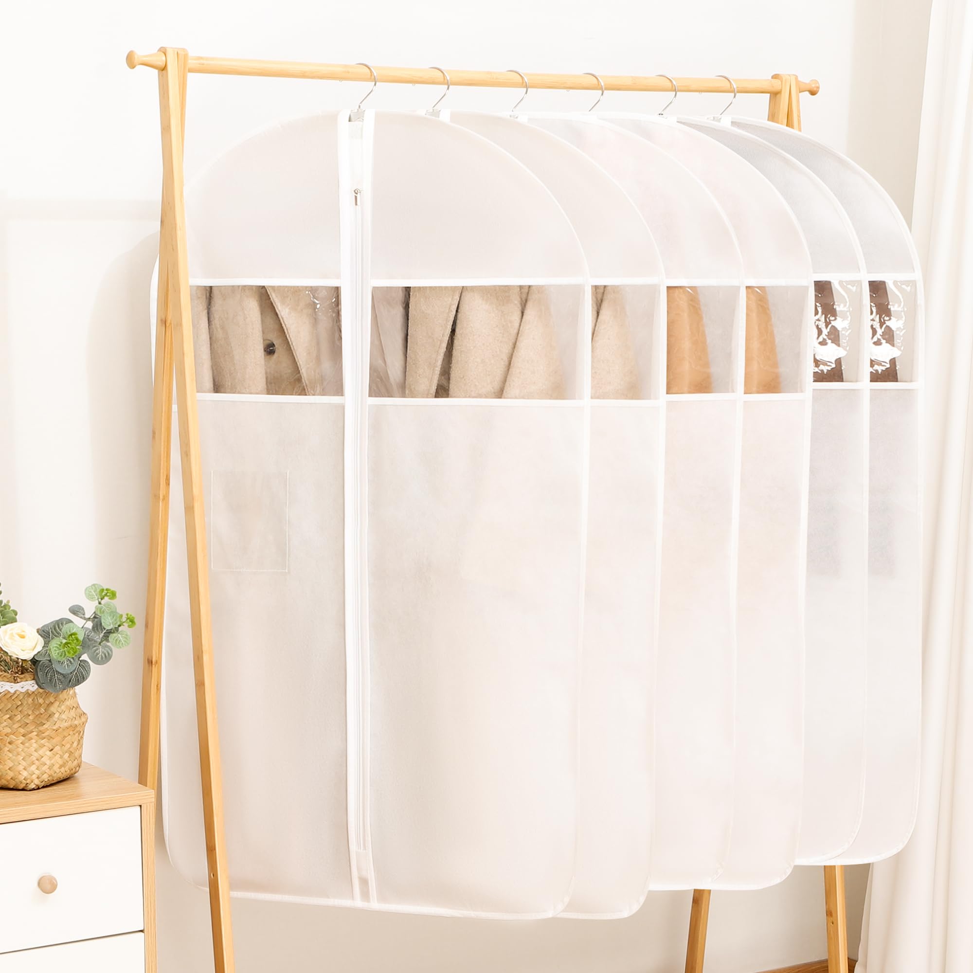 

TITIROBA Clothing and Made of Thick and with Clear Window and Ideal for Storing and Coats PEVA Durable 6 White Covers, Dustproof, Insect-Proof, белый