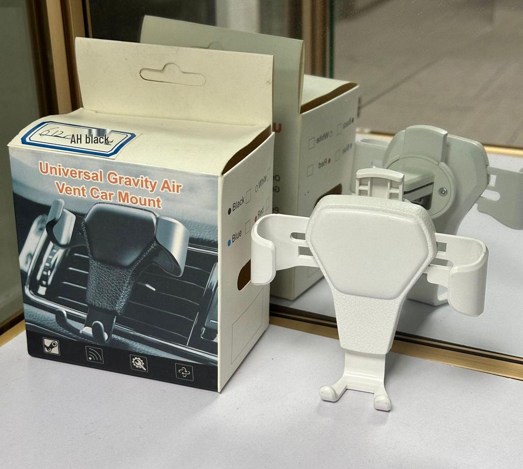 Universal Leather-Textured Air Vent Rotating Car Phone Holder with Gravity-Sensing Lock