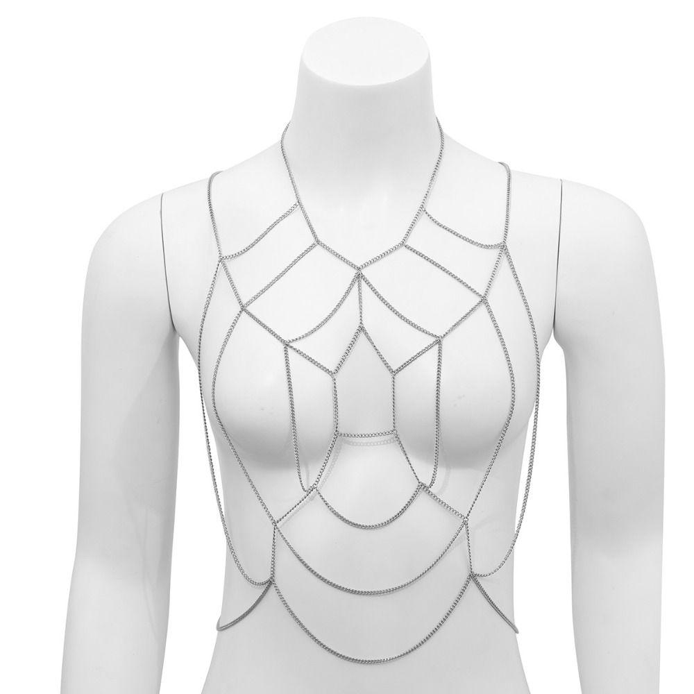 Jewelry Spider Web Body Chain Sexy Spider Web Thigh Chain Halloween Breast Chain  Party Decoration