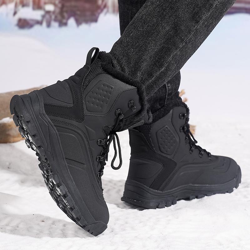 TUINANLE Winter Hiking Boots for Men Outdoor Mountain Climbing Shoes Wear-resistant Camping Trekking Sneakers Plush