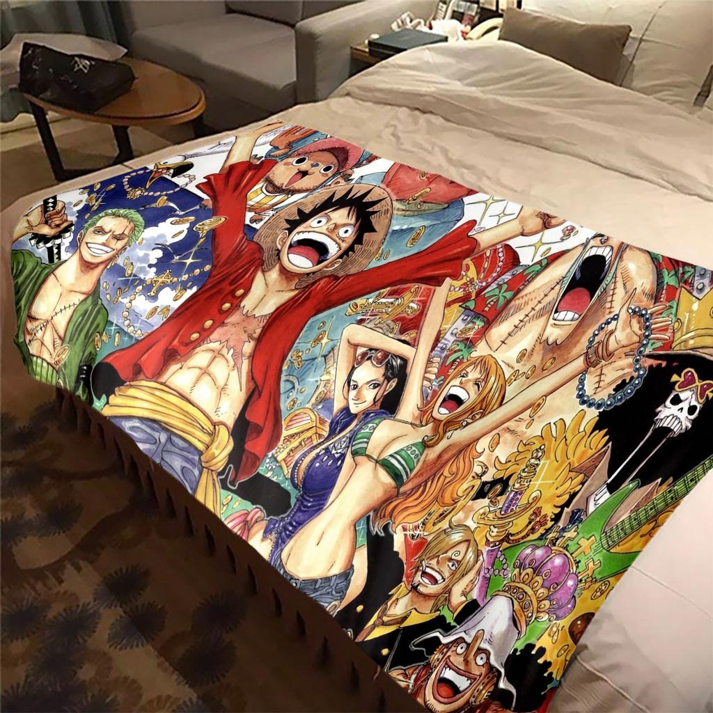 One Piece Luffy Print Blanket, High-quality Nap Blanket, Warm and Soft, Suitable for Sofas, Beds, Camping Trips, and Offices.