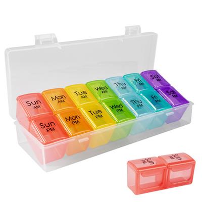 Pill Organizer Κουτί αποθήκευσης μεγάλης χωρητικότητας Πολλαπλά διαμερίσματα Δωρεάν Εβδομαδιαία οργάνωση Διαφανές υλικό Ταμπλέτα για χάπι