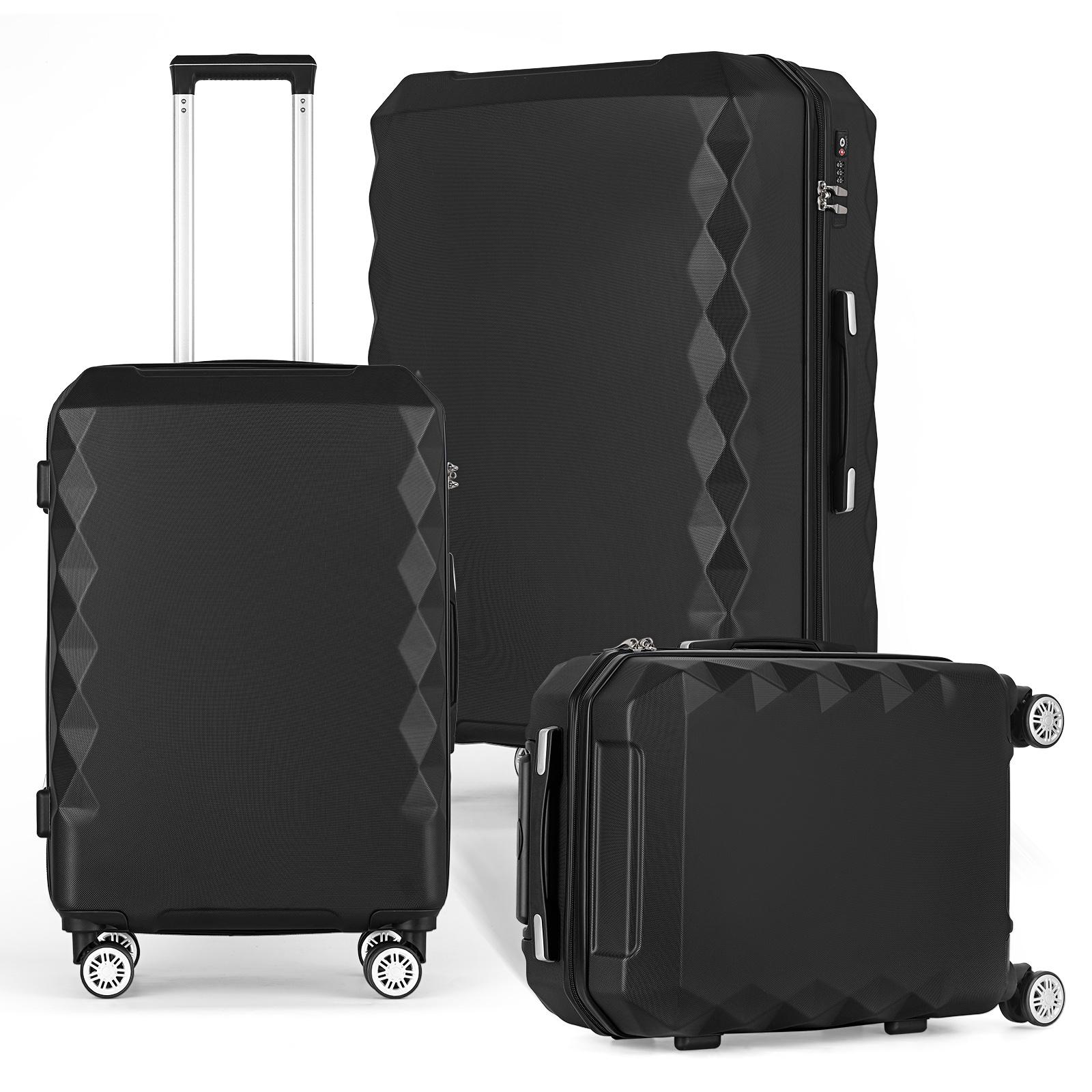 

360° Spinner Wheel Luggage Suitcase with TSA Lock - Waterproof PC Hardshell Expandable Carry-On Check-In Bag for Travel, Black