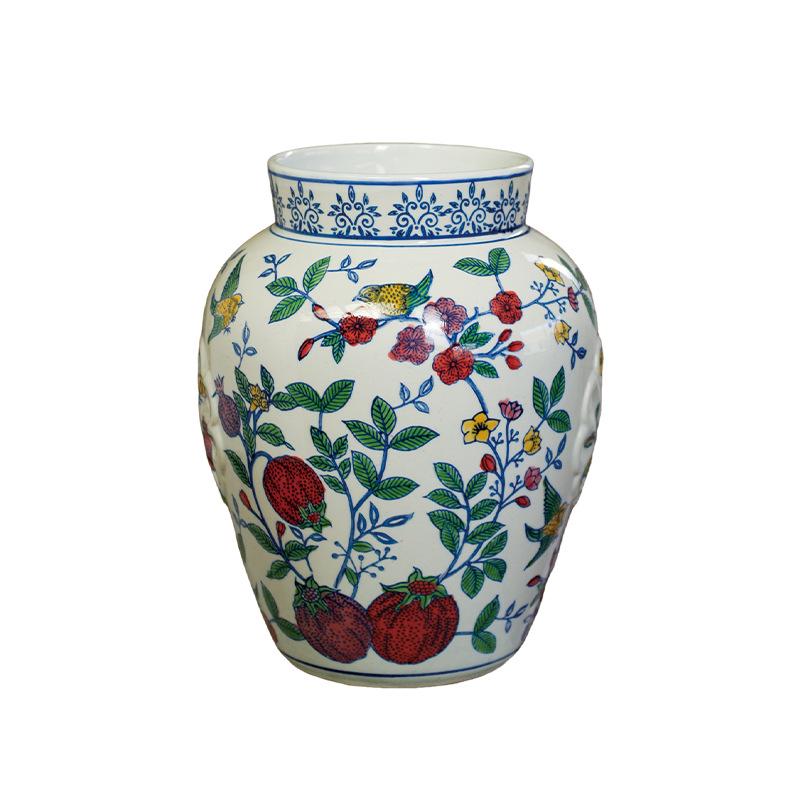 Antique Blue and White Hand-Painted Ceramic Flower Arrangement Vase