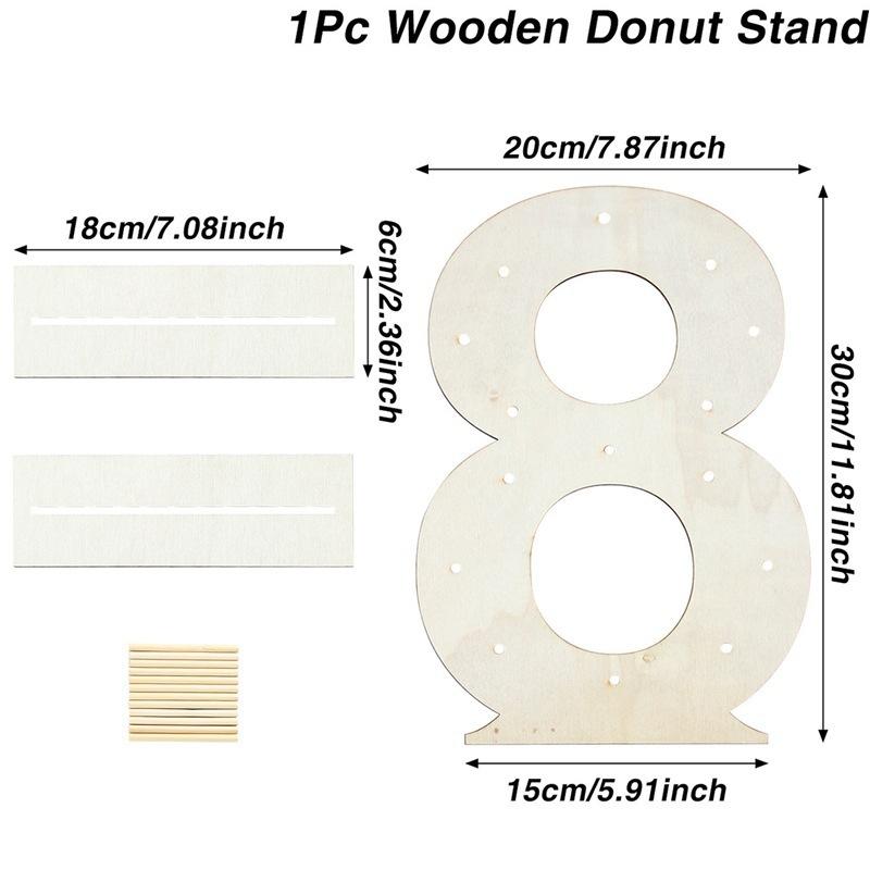 

Number 0-9 Wooden Donut Display Stand Holder Board Table Desserts Stand For Birthday Party Wedding Baby Shower 8