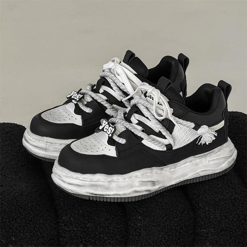 

New dissolving shoes niche design shell head sports and leisure shoes thick sole heightening lace-up board shoes 38