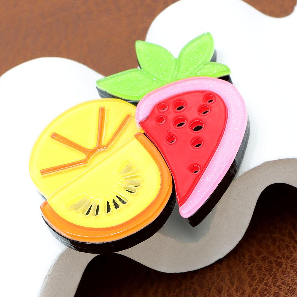 Handmade Splicing Acrylic Sheet Strawberry Lemon Fruit Brooch