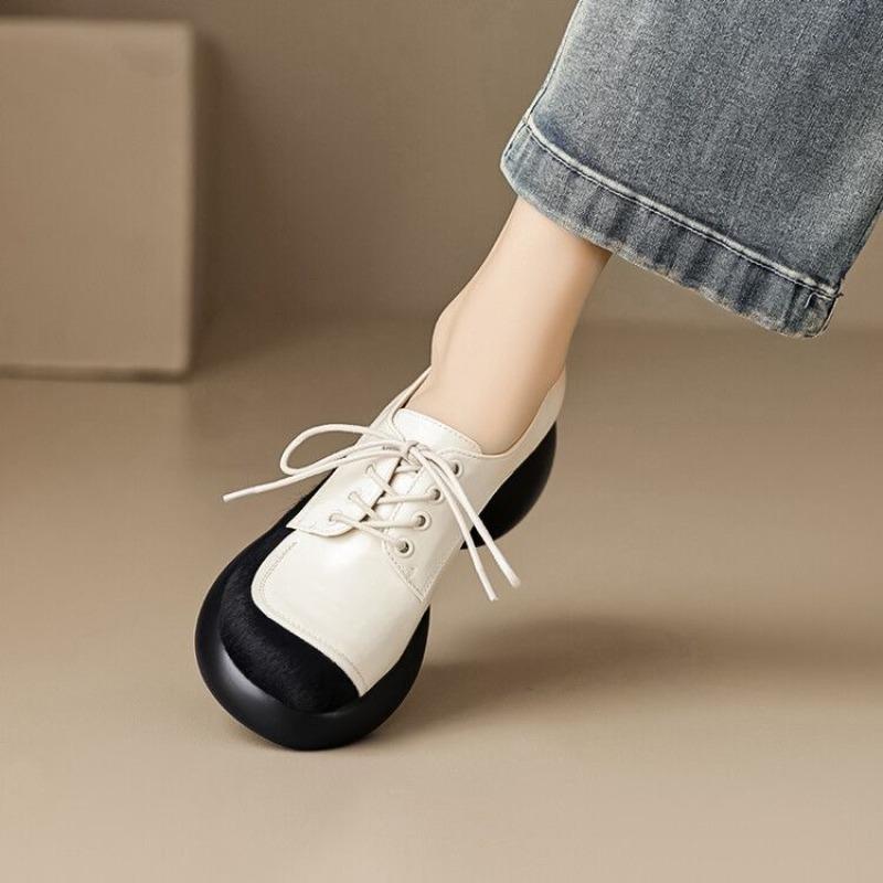 Fashion Hot Selling 2025 Women's Single Shoes New Thick Sole Color Matching Lace-up Mary Jane Shoes Casual Fashion Light Sweet Shoes