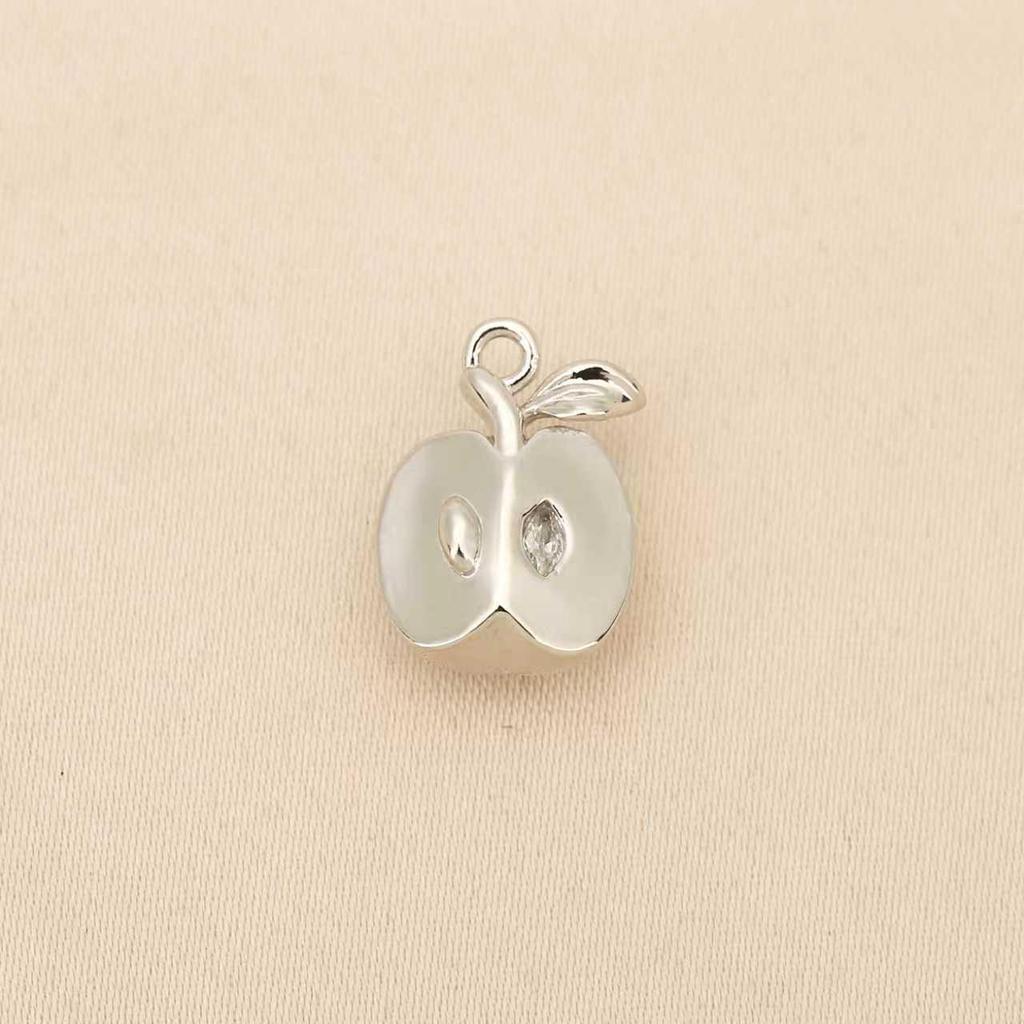 Liangfei 3D Apfelanhänger: Kupfer mit 18 Karat Goldbeschichtung und Diamant-Intarsien, Handgefertigtes Schmuckzubehör