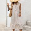 2025 Sleeveless Loose Fit Solid Color Casual Dress for Women
