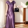Rochie Elegantă de Sirenă cu Mâneci Scurte din Satin, Subțiatoare, de Vară, Stil Francez, de Înaltă Calitate, Rochie Lungă