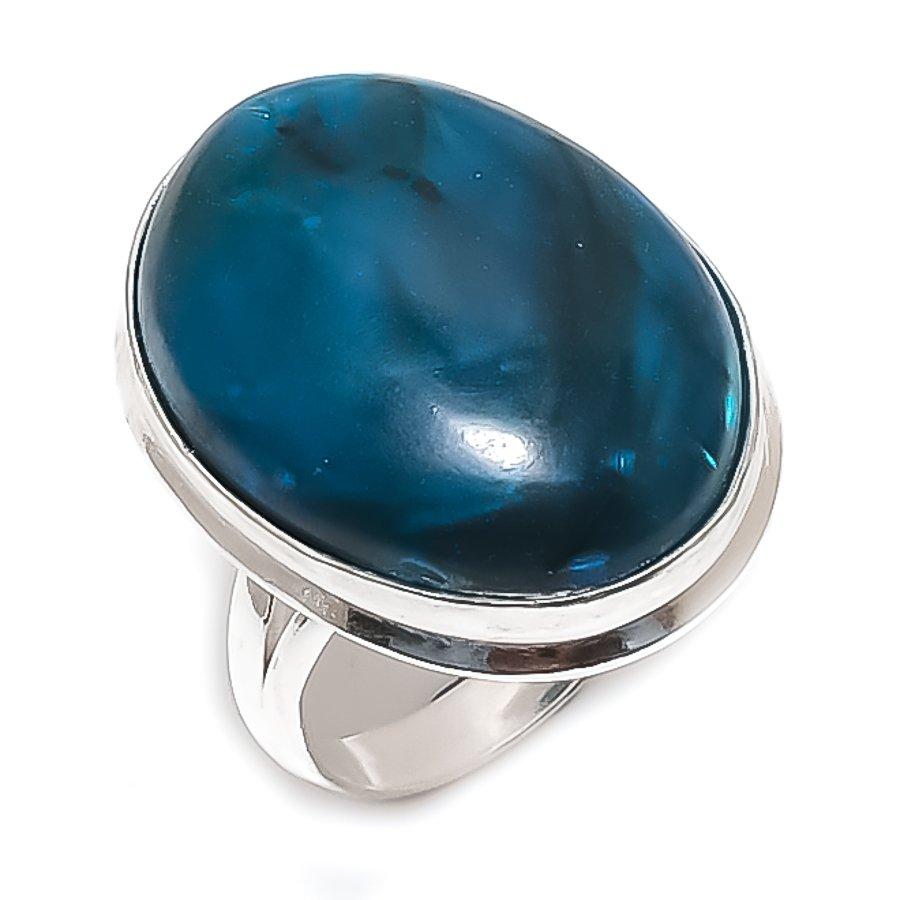 Natural Green Labradorite Gemstone 925 Sterling Silver Jewelry Ring Size 9 s1A74