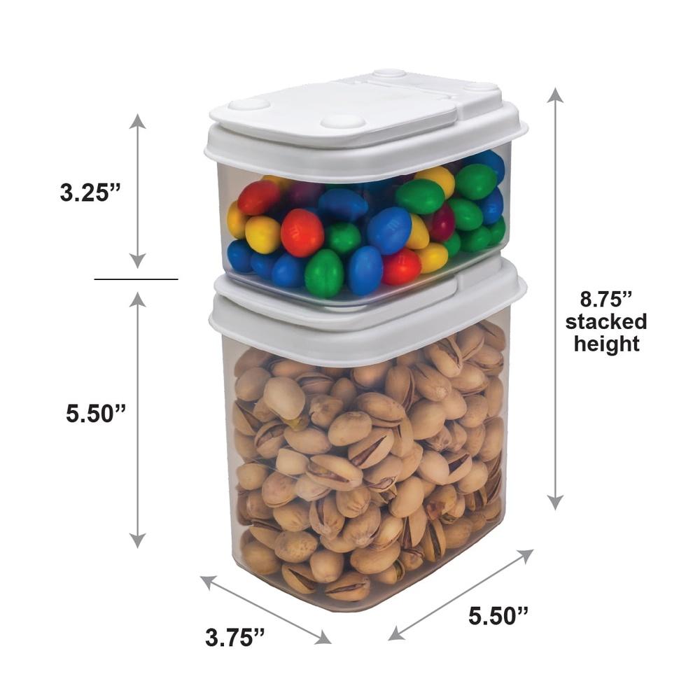 Kunststoff-Aufbewahrungsbehälter Set mit 4 Stück mit Klappdeckeln Stapelbar Lebensmittelecht BPA-frei Backen Kochen Snacks Tierfutter Basteln