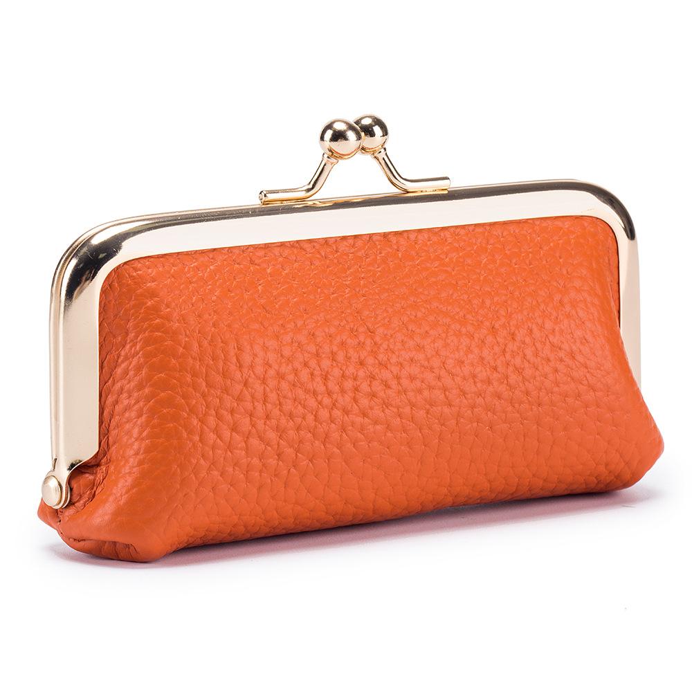 New niche change bag mini first-layer cowhide storage bag women's fashion mouth red envelope small clip bag tide