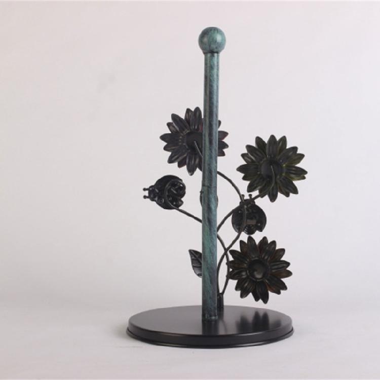 Iron Paper Towel Holder Flowers Christmas Tissue Holder Kitchen Roll Paper Stand Organizers for Kitchen Countertop