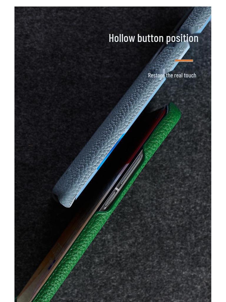 Honor 70 Genuine Leather Half Cover Case with Litchi Pattern for 70 Pro and 70SE
