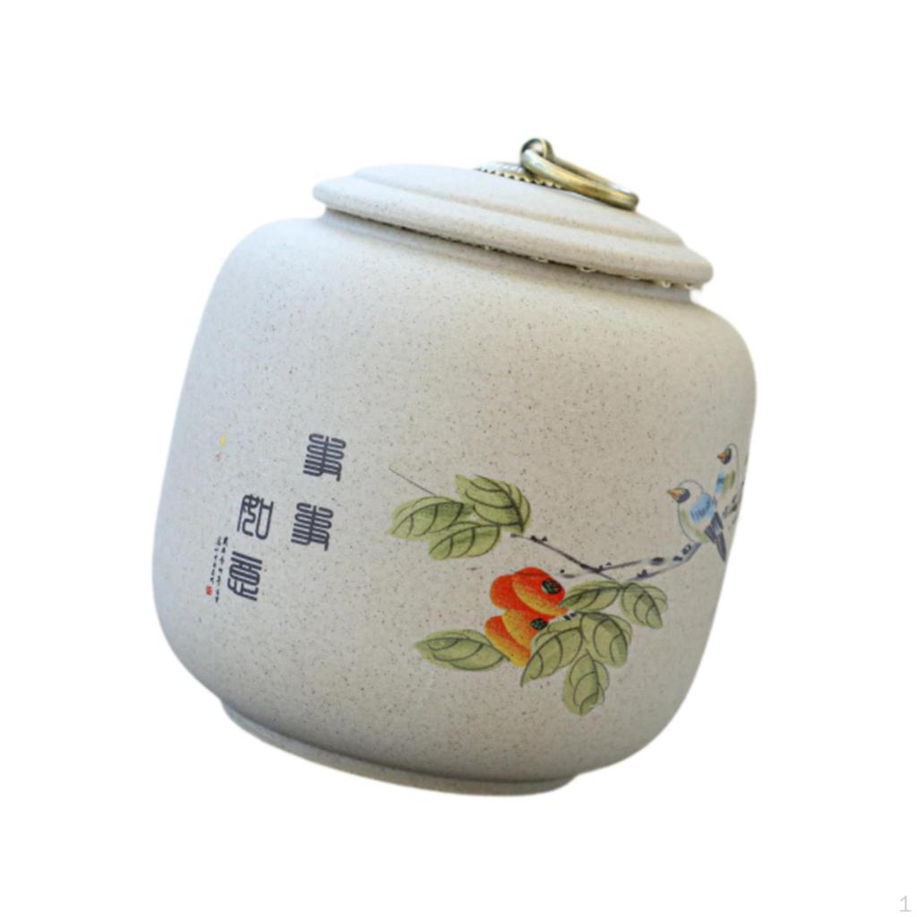 Ceramic Tea Portable 800ml Storage Canister Traditional Loose Leaf Holder for Sweet Treats And