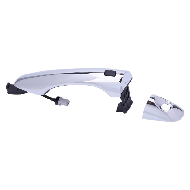 Automotive 2016-2024 Exterior Pull Handle Assembly, Silver-Tone Finish with Mounting Structure and Electrical Lead